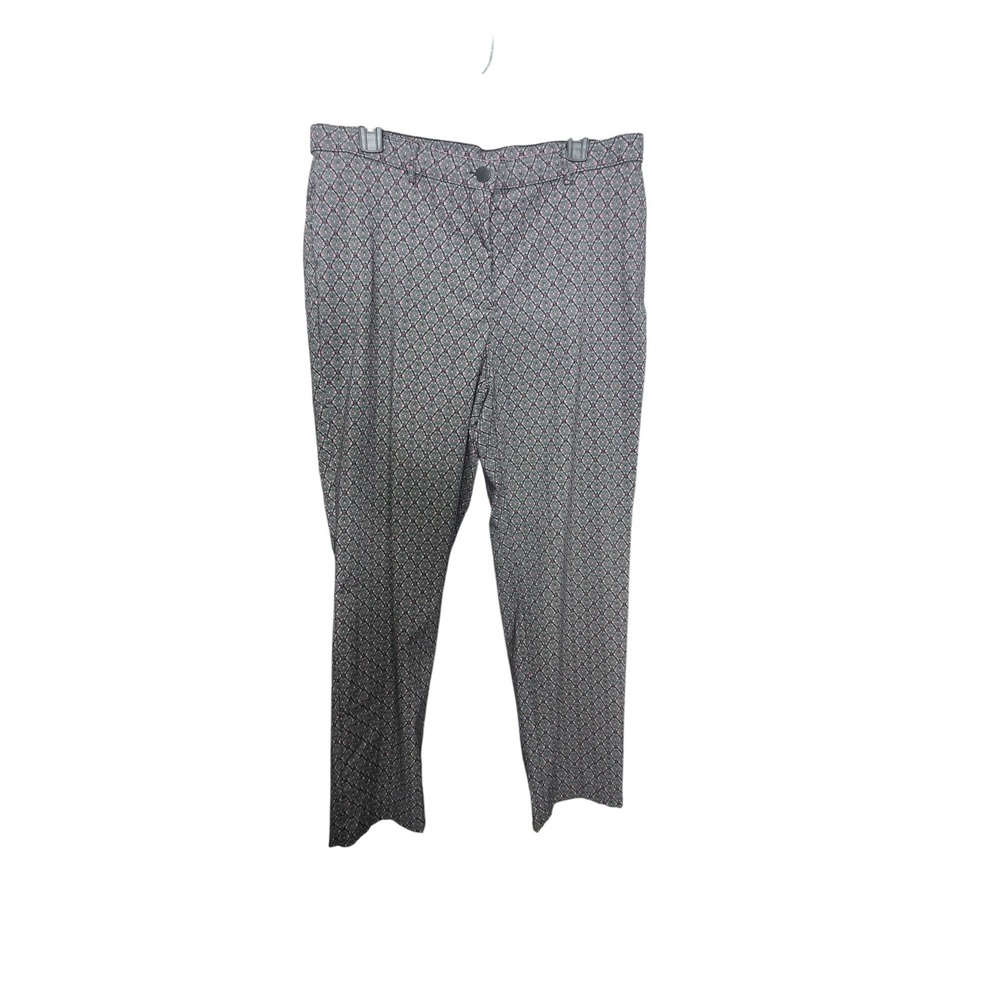 Allison Daley Plus Dress Pants Womens 16W Gray Pink Geometric Stretch Tapered - Picture 2 of 9